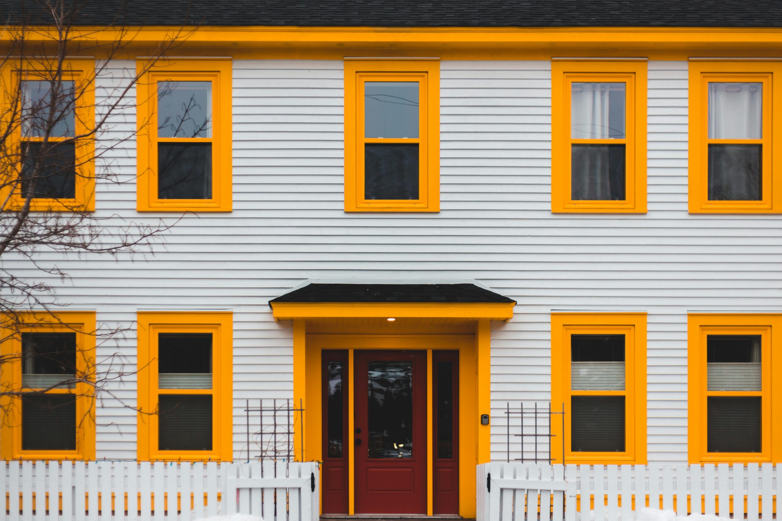 Beautiful residential home with grey composite siding